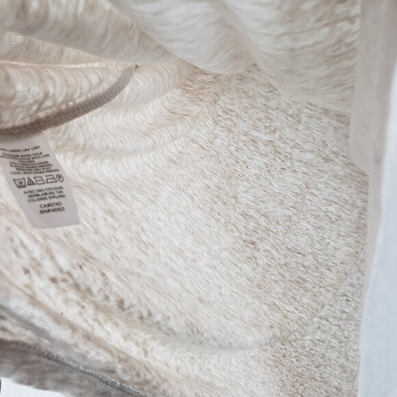 Lou & Grey 100% Linen Boxy Top Tee Light Beige Burnout Minimalist size L Neutral - Picture 10 of 11